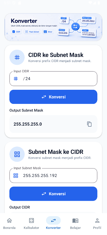 Screenshot materi belajar IP Subnet & CIDR Calculator