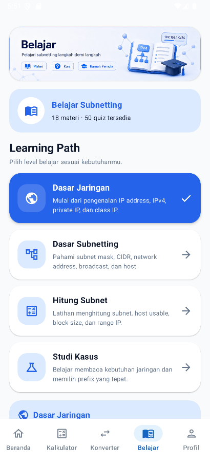 Screenshot Belajar IP Subnet & CIDR Calculator