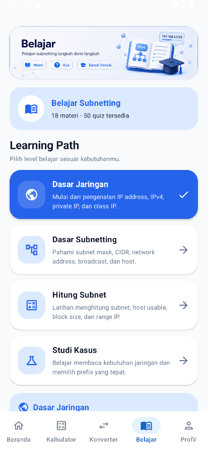 Screenshot Belajar 1 IP Subnet & CIDR Calculator