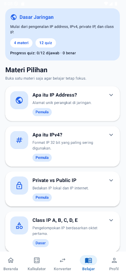 Screenshot Belajar 2 IP Subnet & CIDR Calculator