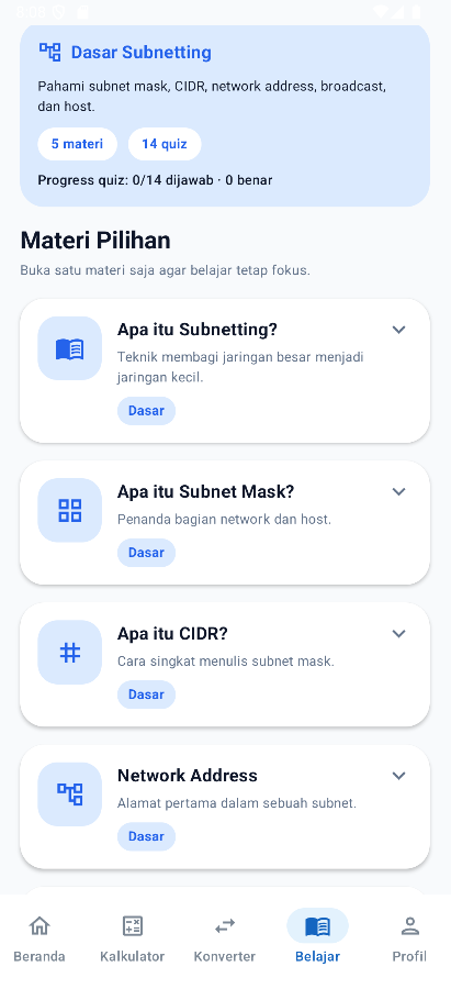 Screenshot Belajar 3 IP Subnet & CIDR Calculator