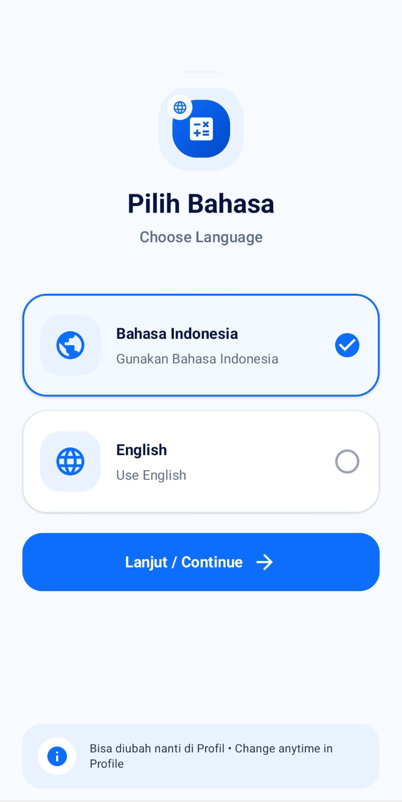 Screenshot Pilih Bahasa IP Subnet & CIDR Calculator